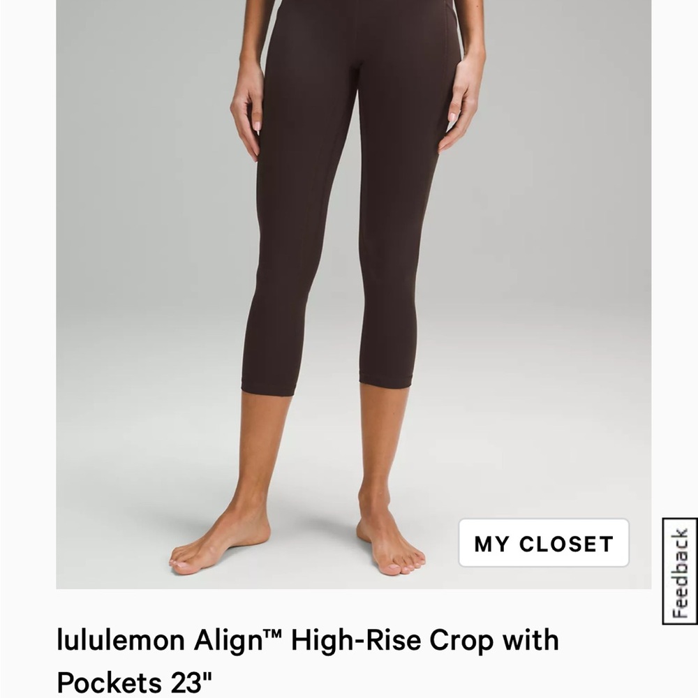 lululemon Align high rise crop with pockets 23” espresso